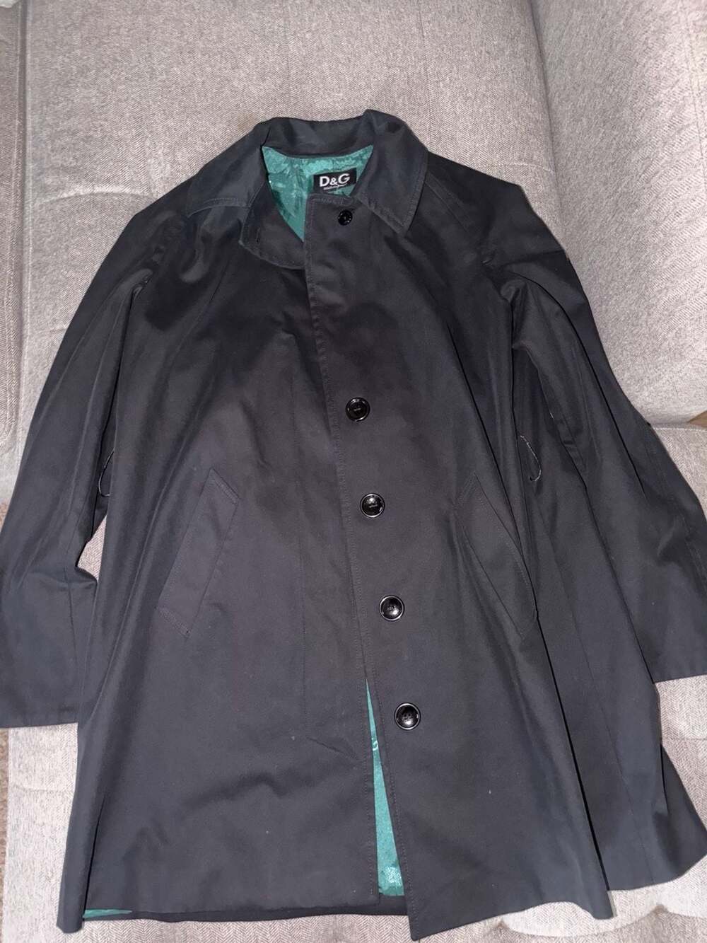 D&G Dolce & Gabbana Black Button-Front Trench Coat